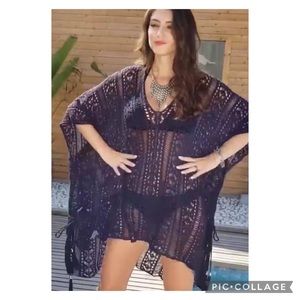 Black Crochet Swim Cover All Sizes up to 3X
